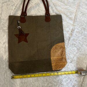 Distressed canvas tote bag